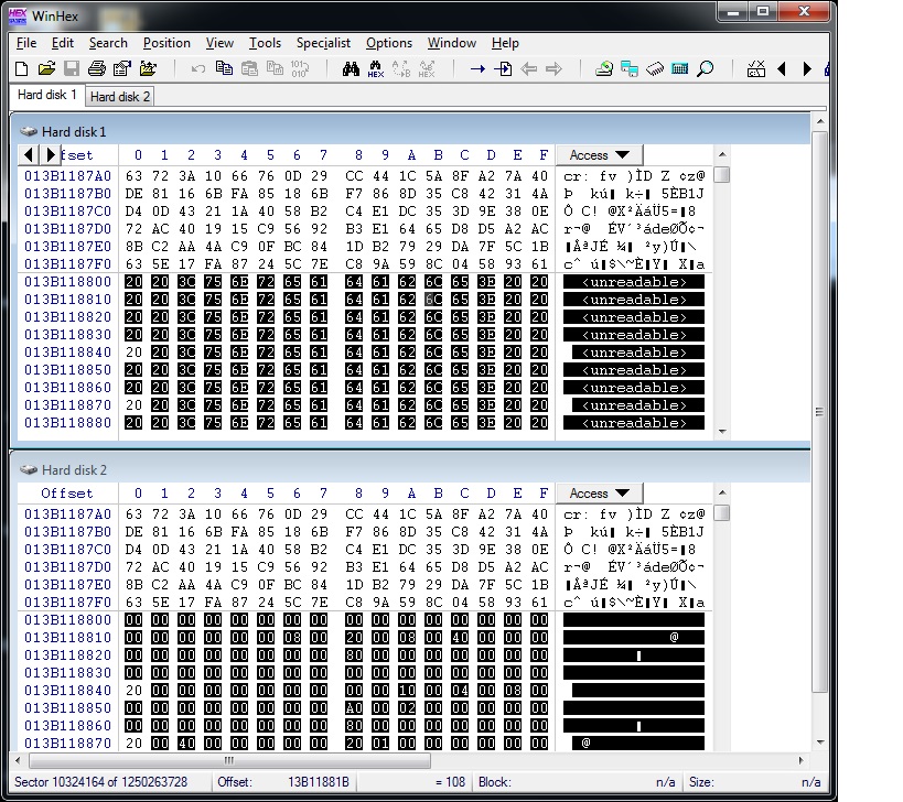 Data in remapped sector does not fit with the preceding sector data.